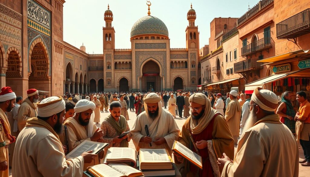 L'ingresso o una porta storica della biblioteca della Moschea Al-Qarawiyyin a Fez.