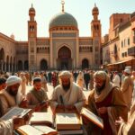 L'ingresso o una porta storica della biblioteca della Moschea Al-Qarawiyyin a Fez.