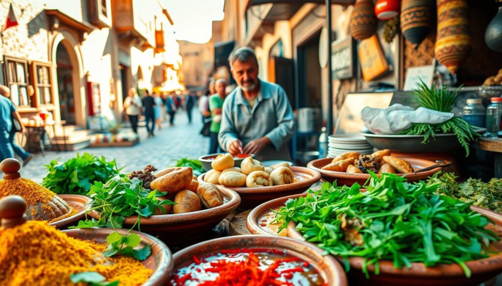 Specialità locali di street food a Fez.