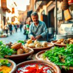 Specialità locali di street food a Fez.