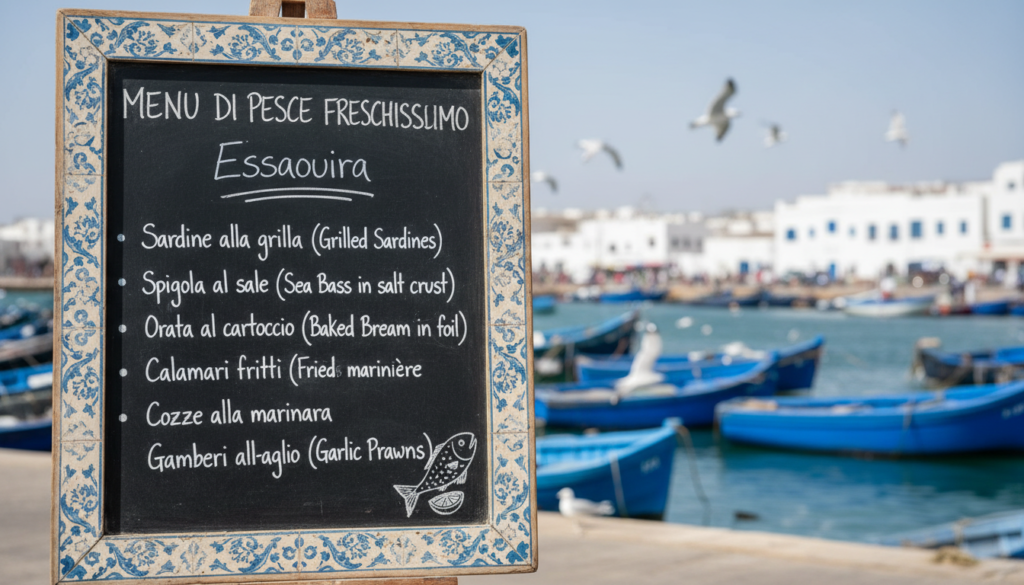 Menu di pesce freschissimo a Essaouira