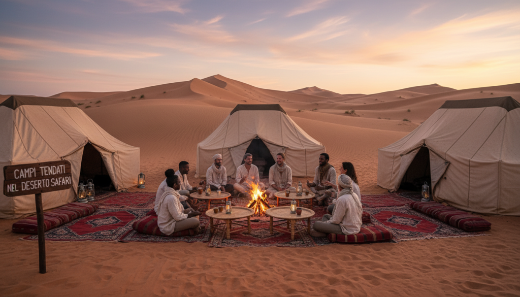 campo tendato nel deserto del Sahara