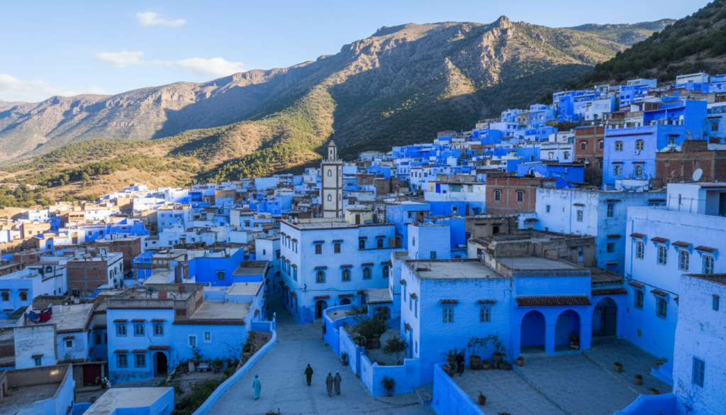 montagne rif città blu marocco