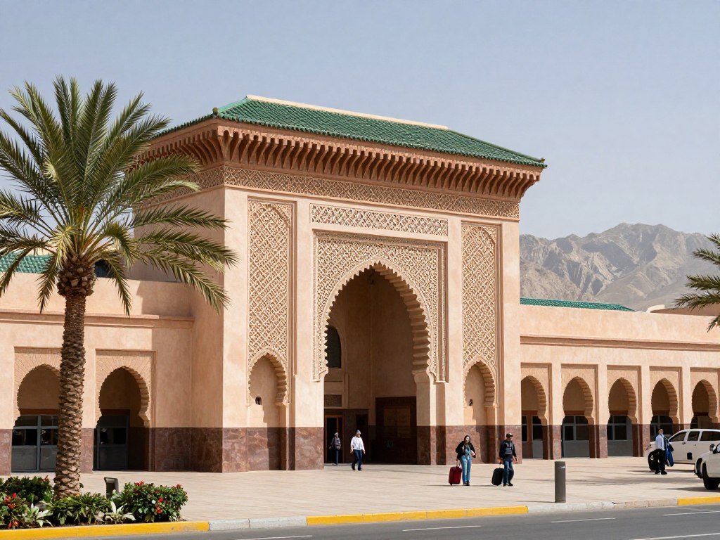 Aeroporto internazionale di Marrakech Menara con la sua caratteristica architettura - Guida di Viaggio in Marocco