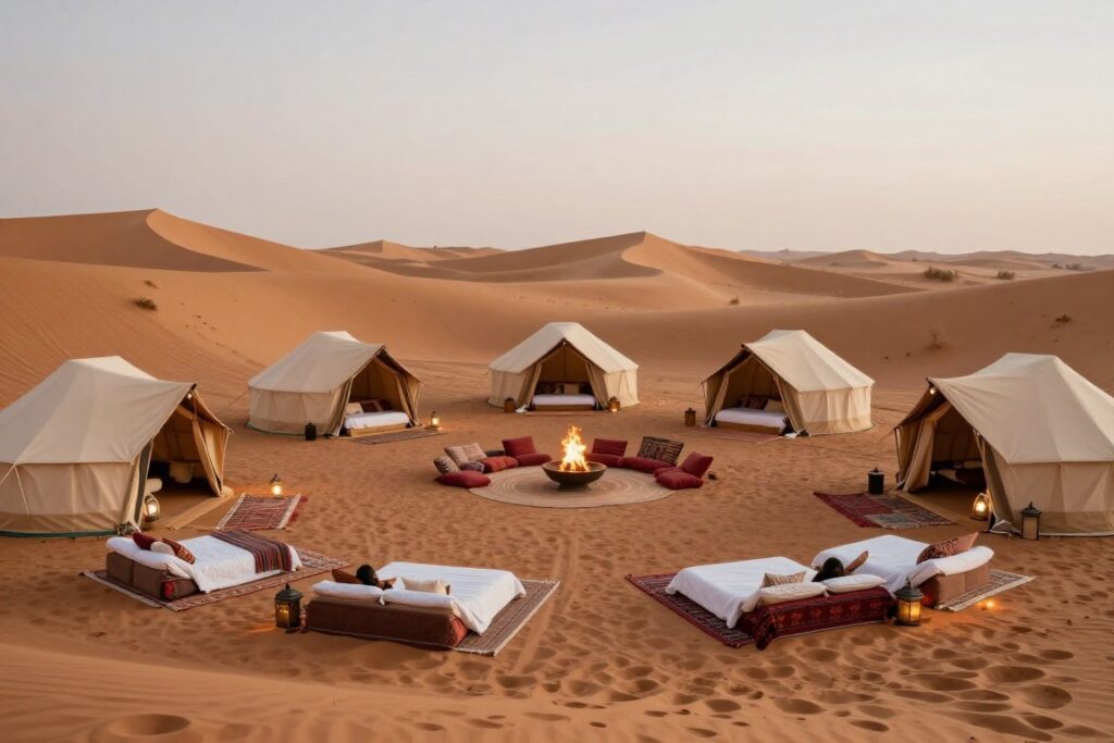 Campo tendato di lusso nel deserto durante il tour marocco 10 giorni