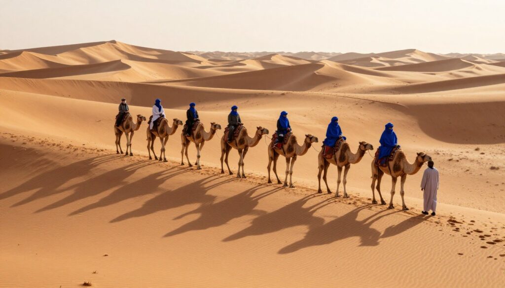 Carovana di dromedari nel deserto durante il tour marocco 10 giorni