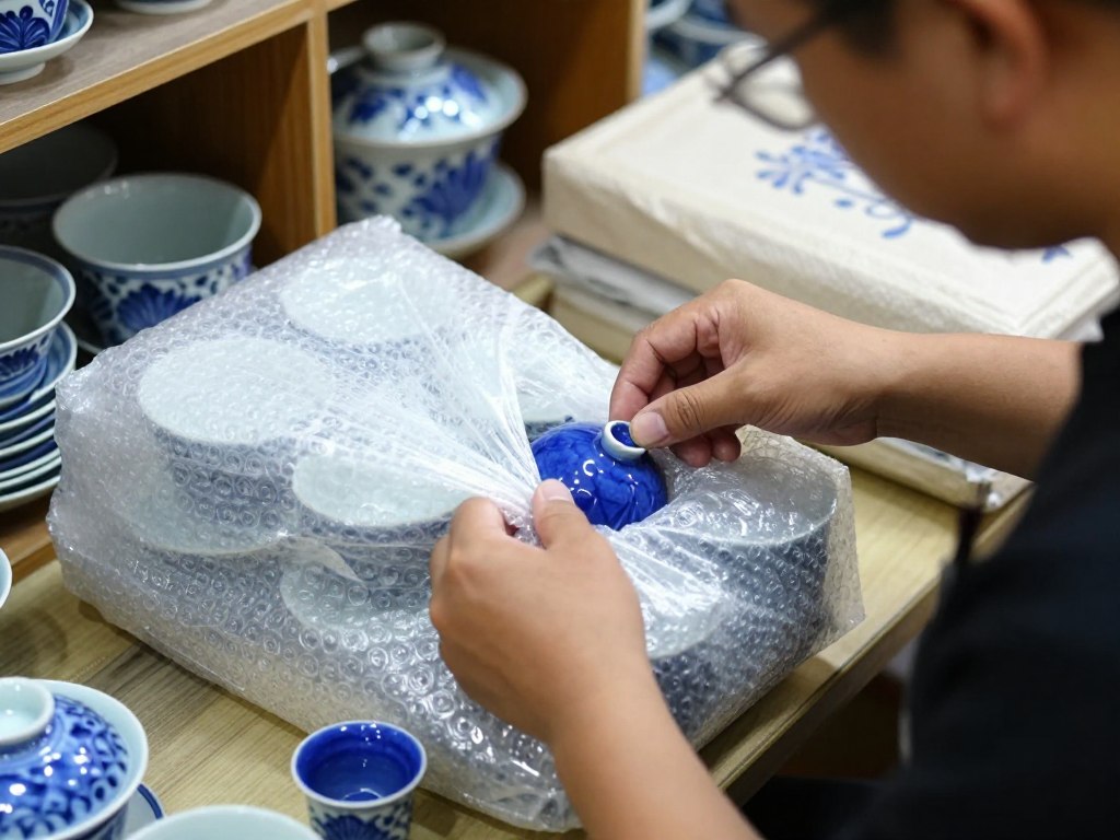 Ceramica di Fes accuratamente imballata per il trasporto