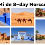 Collage delle attrazioni principali del tour tangeri marrakech 8 giorni