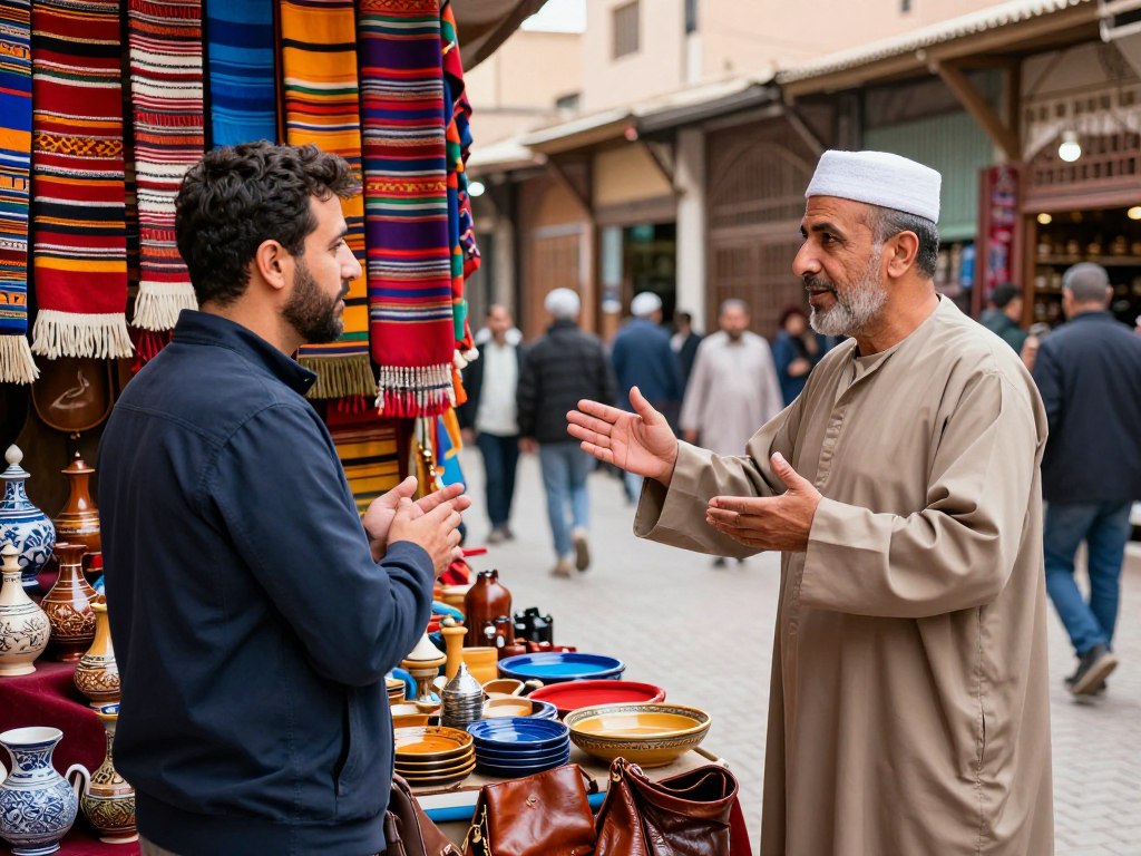 Contrattazione in un colorato souk marocchino - Guida di Viaggio in Marocco