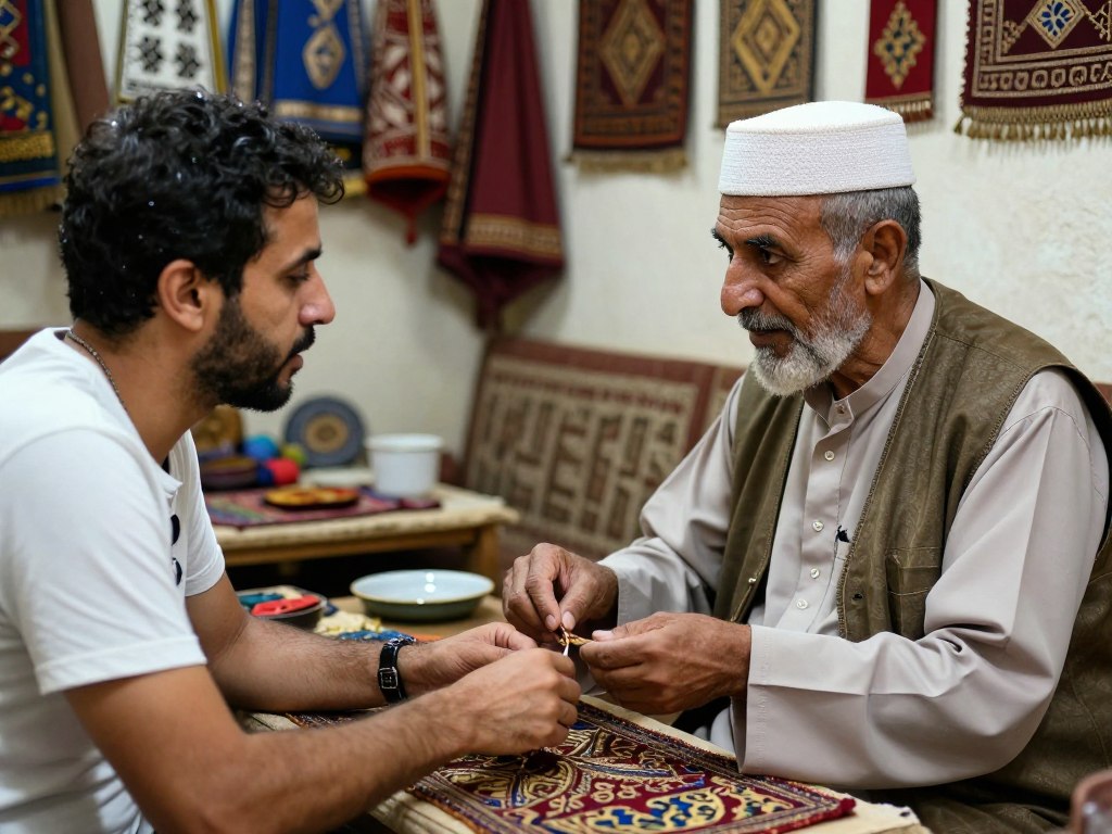 Conversazione con artigiani locali durante un tour marocco di 10 giorni