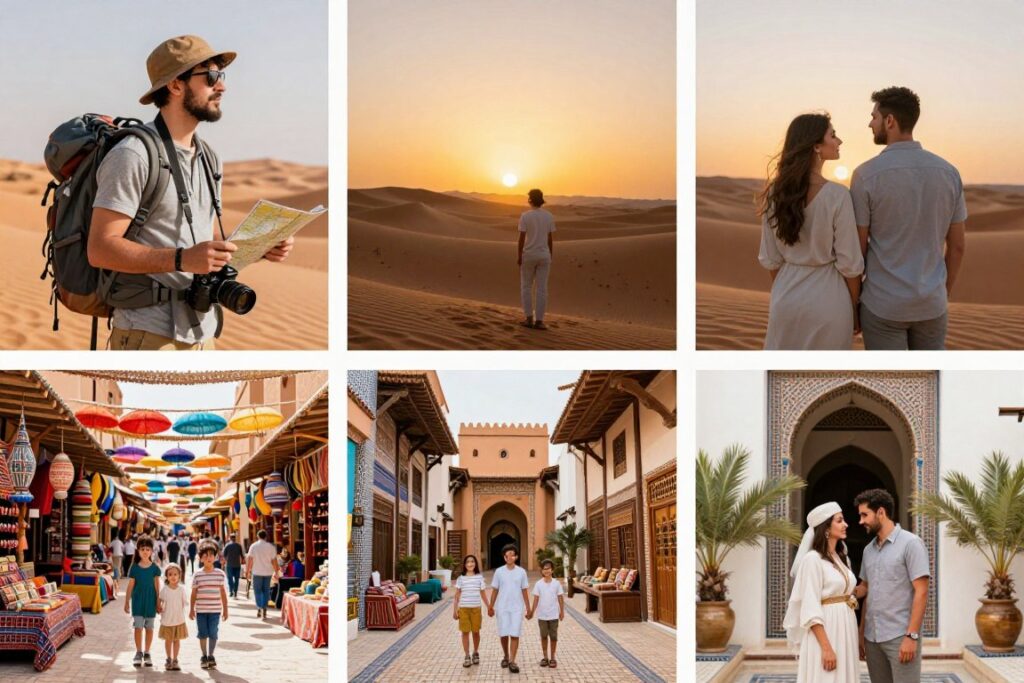 Diverse tipologie di viaggiatori per tour marocco budget vs lusso