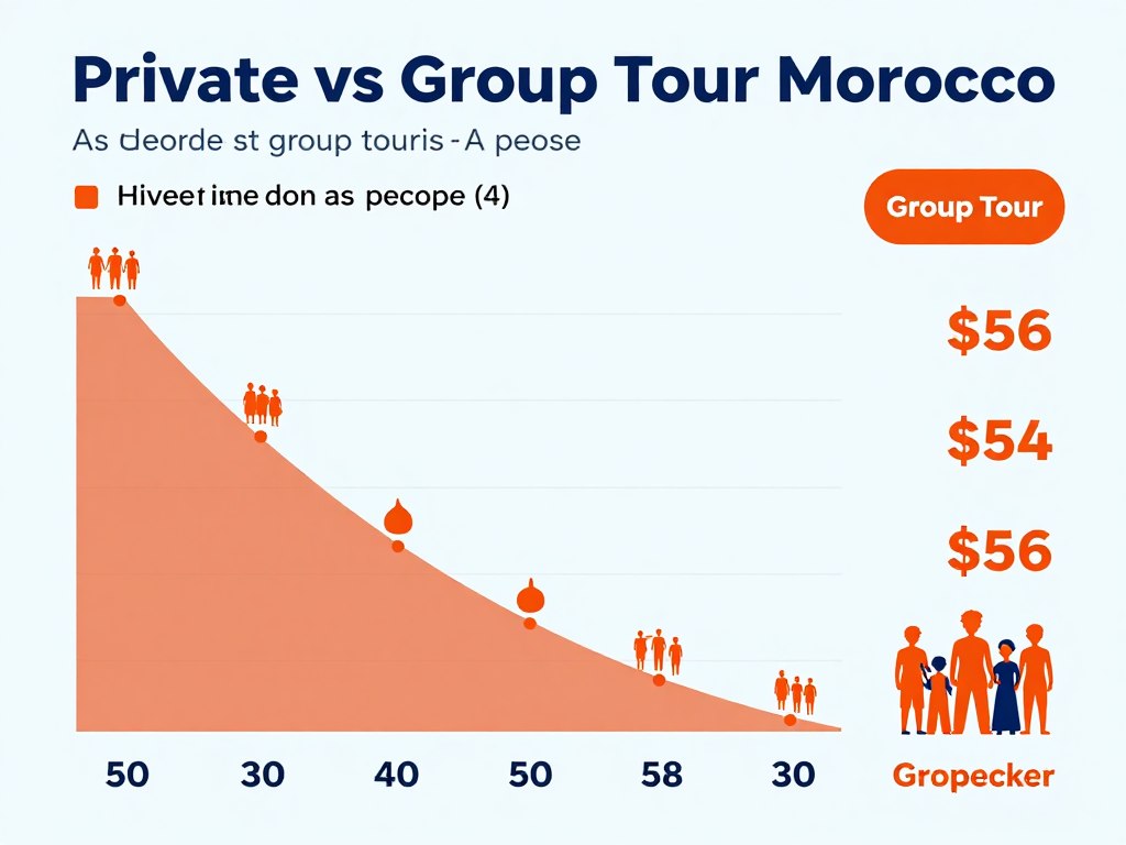Grafico comparativo costi tour privato vs gruppo marocco per numero di persone