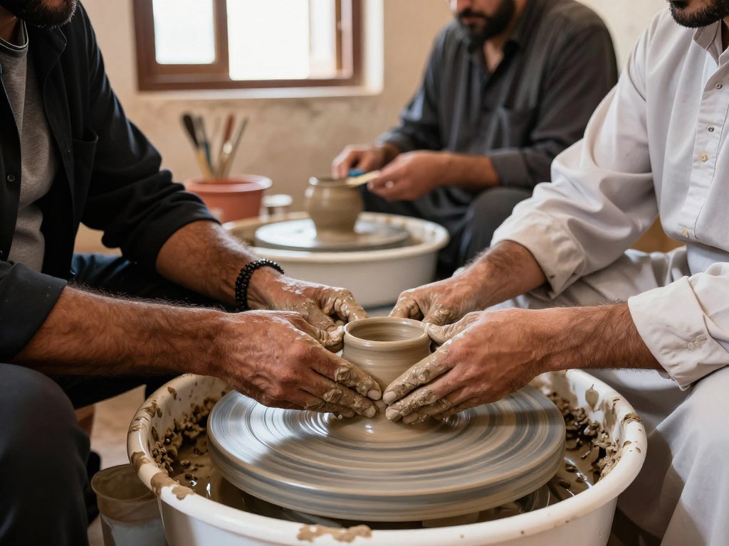 Interazione culturale durante un tour in Marocco con artigiani locali