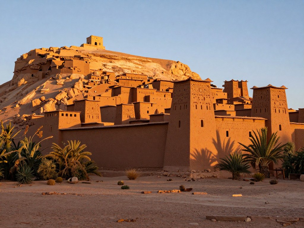 Kasbah di Ait Benhaddou vicino a Ouarzazate al tramonto Kasbah di Ait Benhaddou vicino a Ouarzazate al tramonto