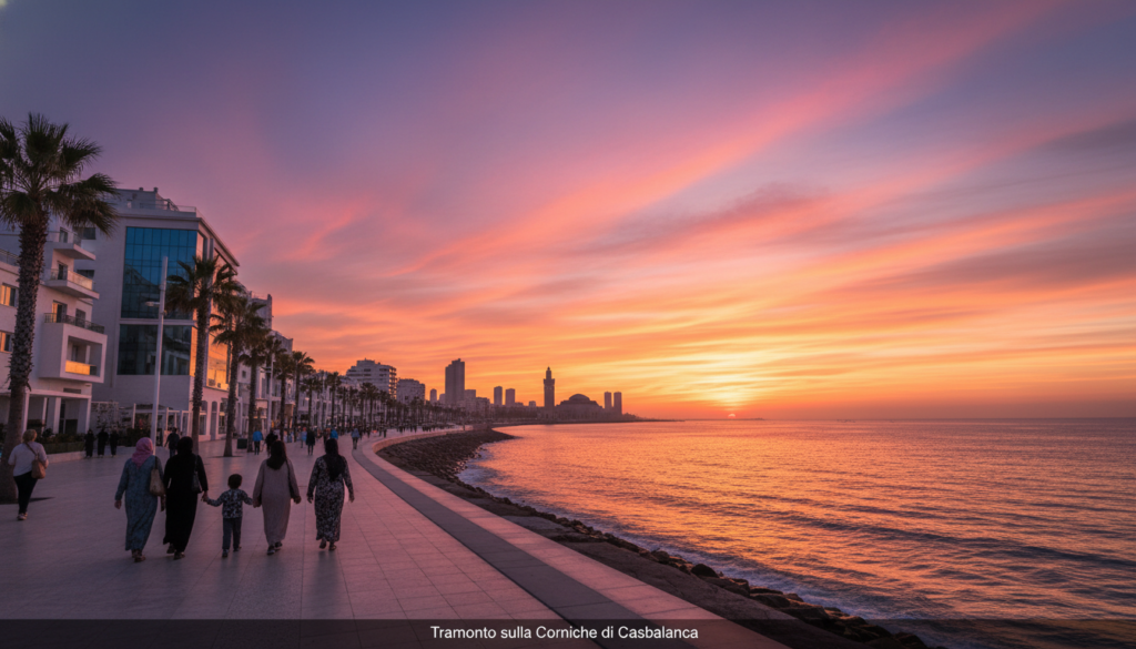 Lungomare Corniche Casablanca tramonto