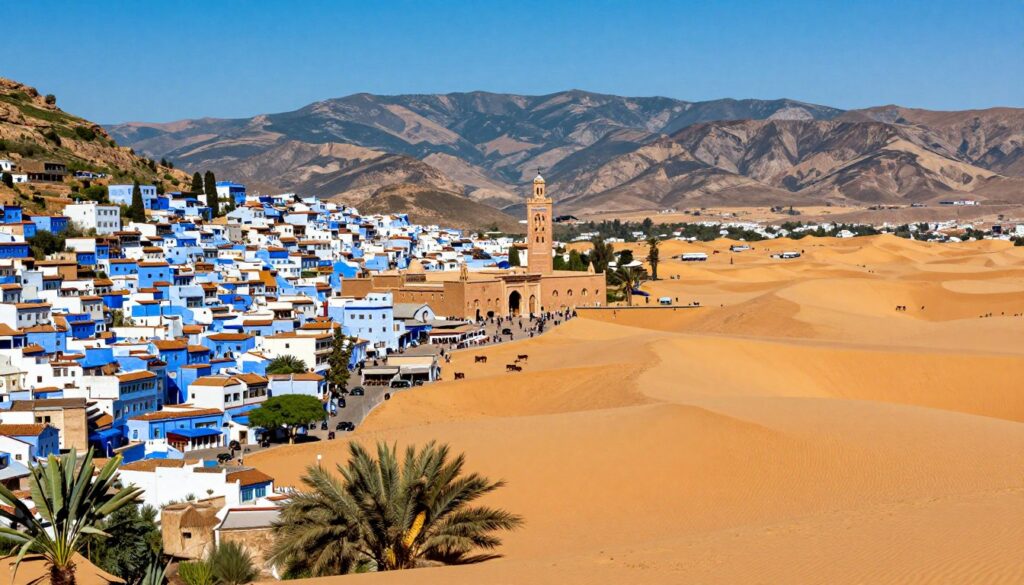 Paesaggio variegato del Marocco che mostra le diverse destinazioni dei tour