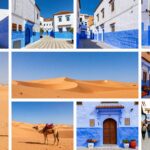 Panorama del tour tangeri marrakech 8 giorni con vista di Chefchaouen, deserto e Marrakech