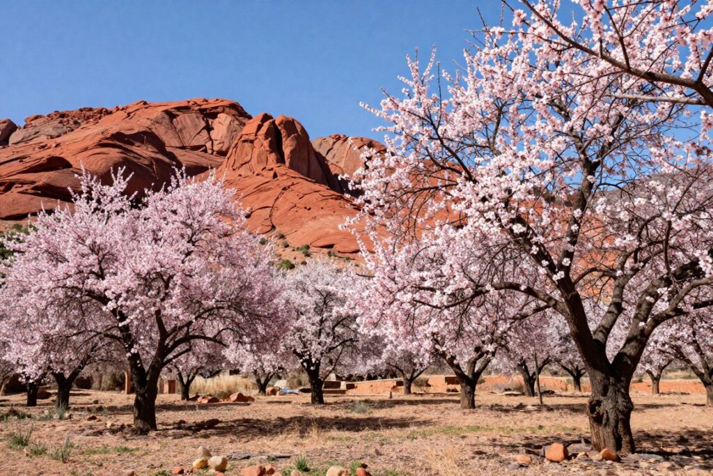 Primavera in Marocco con mandorli in fiore nella Valle del Dades - Guida di Viaggio in Marocco