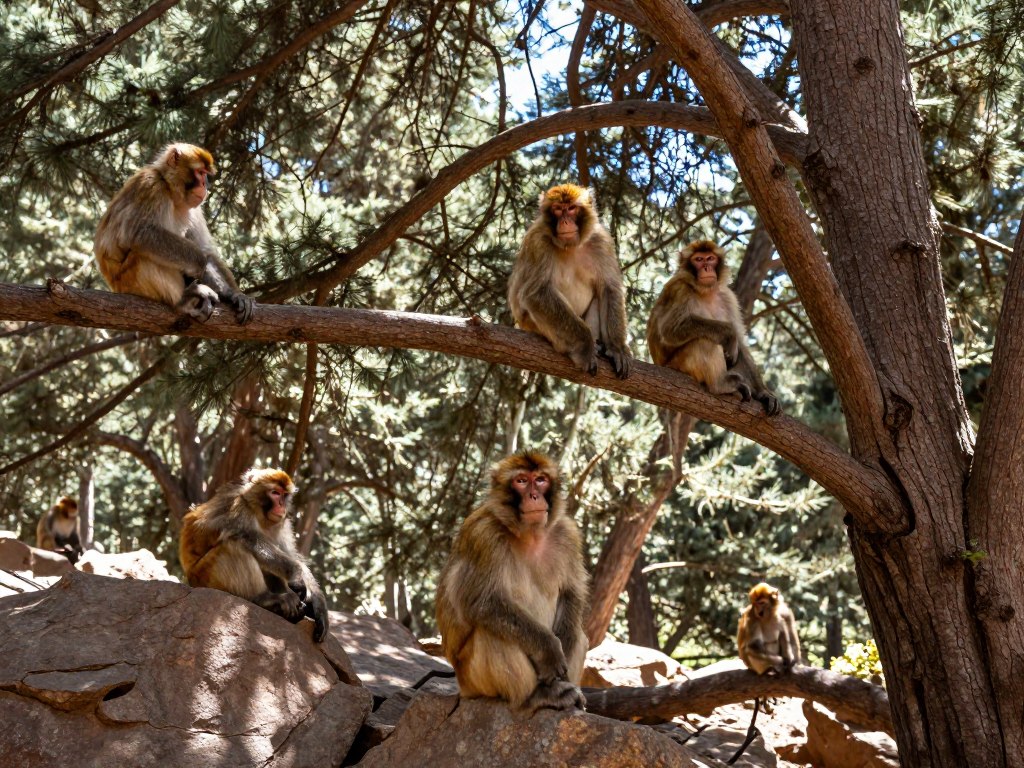 Scimmie berbere nella foresta di cedri di Azrou durante il tour marocco 10 giorni