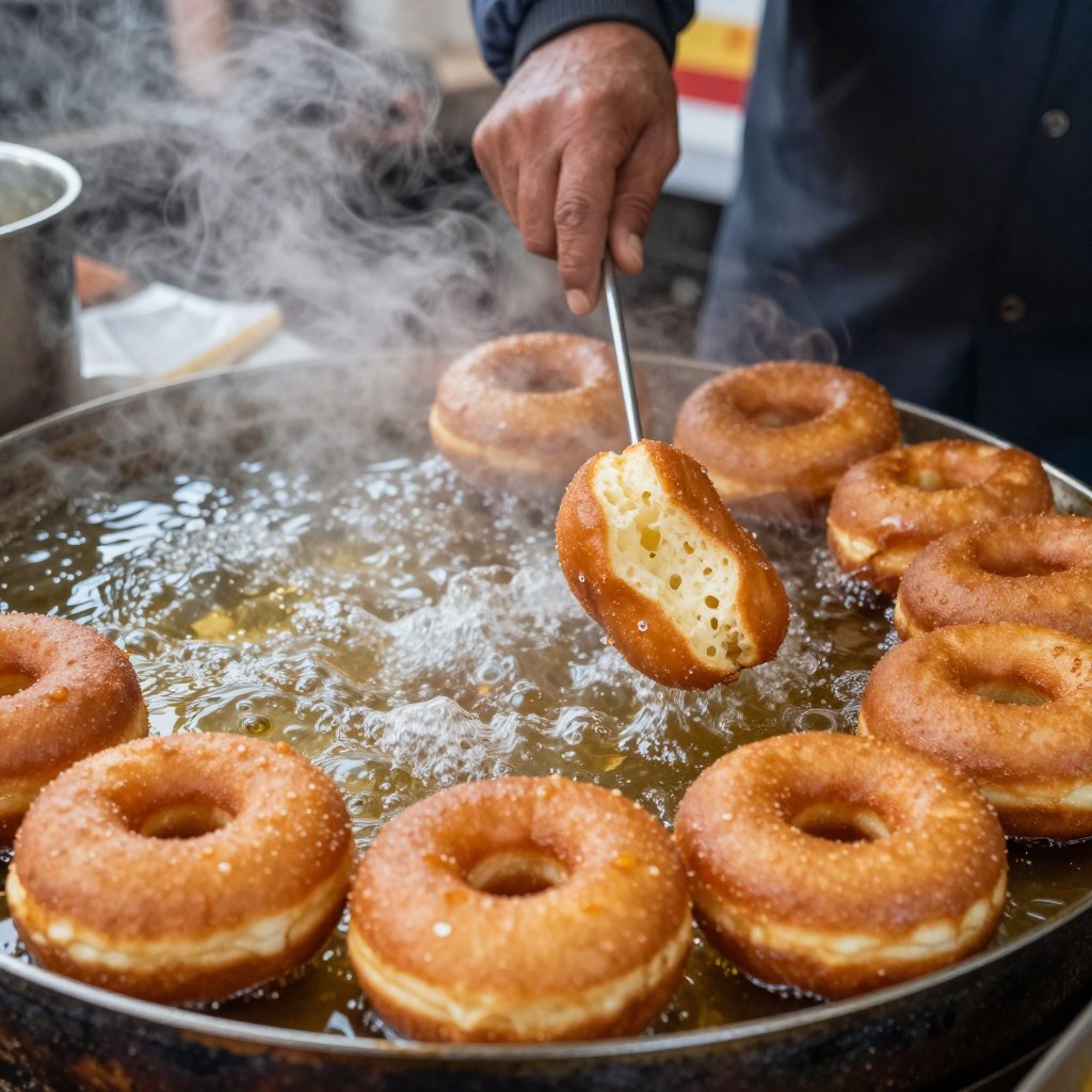 Sfenj, ciambelle marocchine senza buco, croccanti fuori e morbide dentro, street food di Fes
