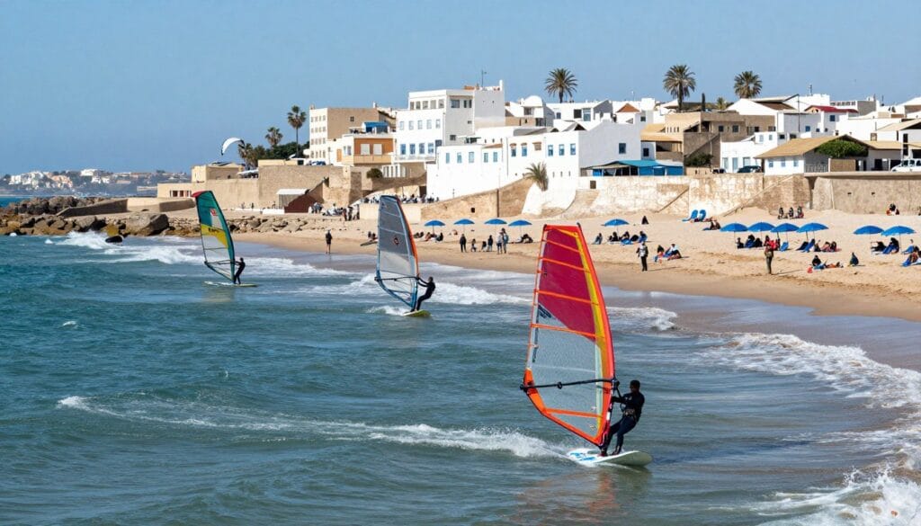 Spiaggia di Essaouira in estate durante un tour Marocco 12 giorni Spiaggia di Essaouira in estate durante un tour Marocco 12 giorni