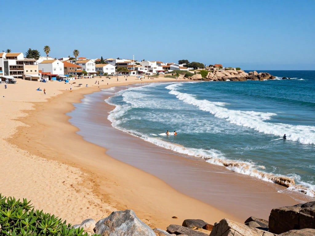 Spiaggia di Taghazout durante un tour Marocco 12 giorni Spiaggia di Taghazout durante un tour Marocco 12 giorni