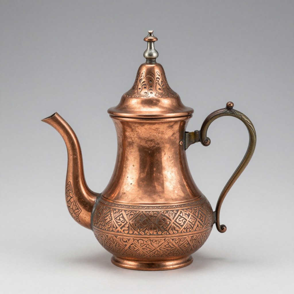 Teiera tradizionale in rame cesellato a mano