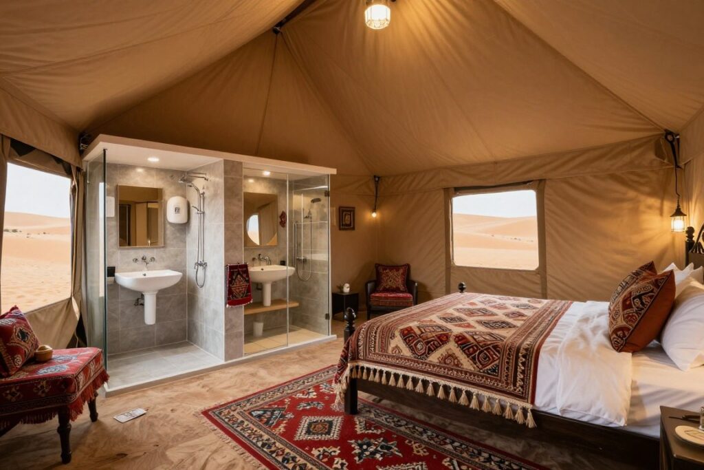 Tenda privata di lusso nel deserto del Marocco con bagno privato
