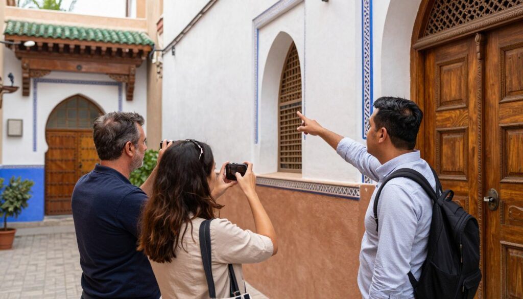 Tour privato marocco: coppia con guida locale che esplora una medina