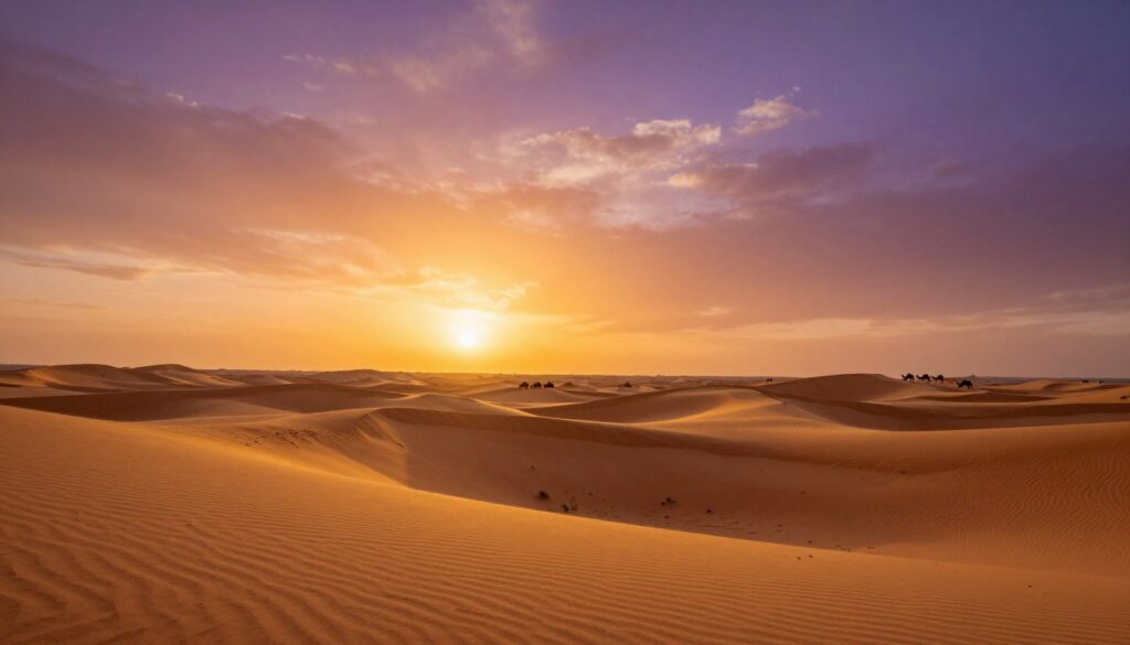 Tramonto nel deserto del Sahara durante un tour marocco