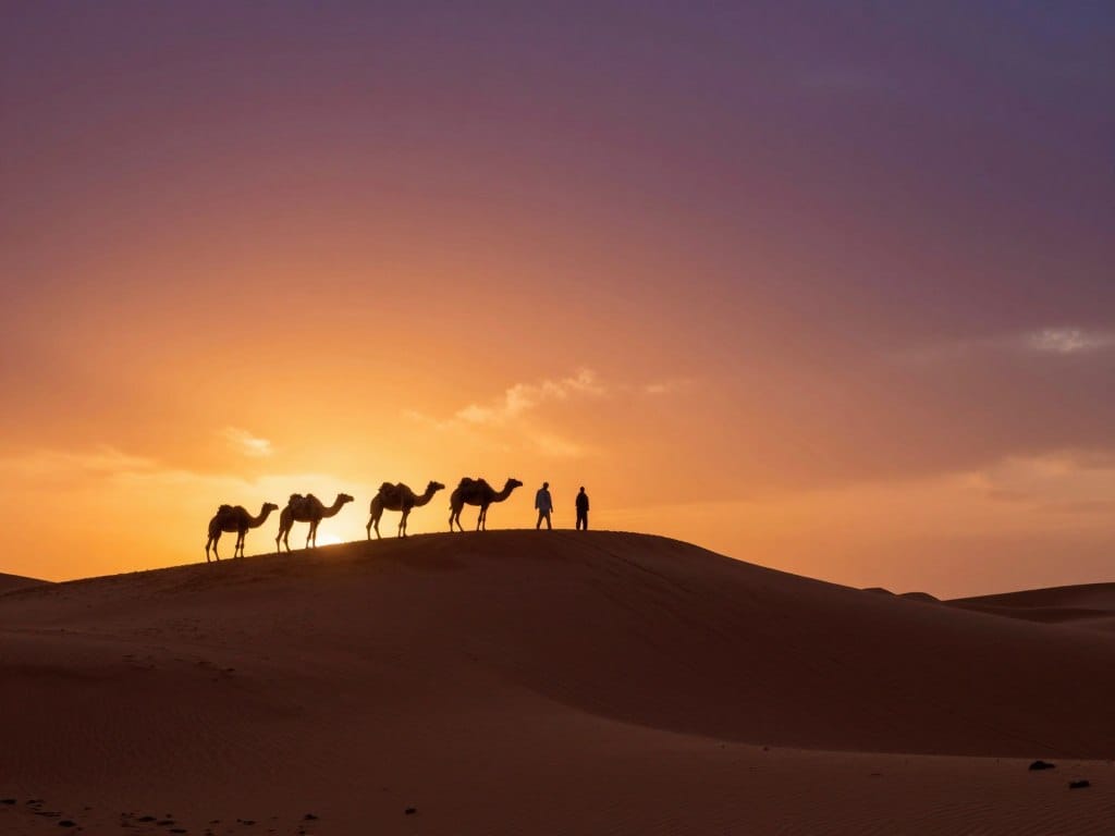Tramonto sulle dune di Merzouga durante un tour Marocco 12 giorni Tramonto sulle dune di Merzouga durante un tour Marocco 12 giorni