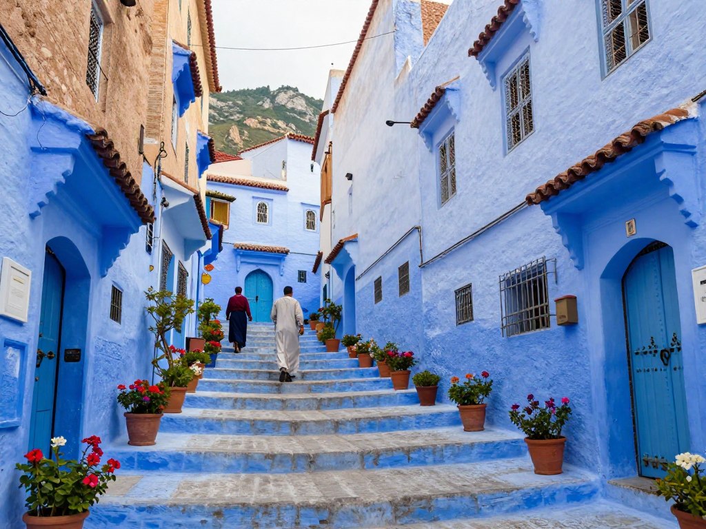 Vicoli blu caratteristici di Chefchaouen tra le montagne del Rif - Guida di Viaggio in Marocco