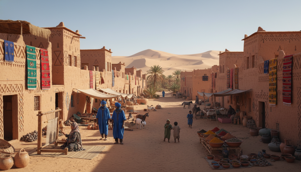 Villaggio berbero tradizionale nel deserto