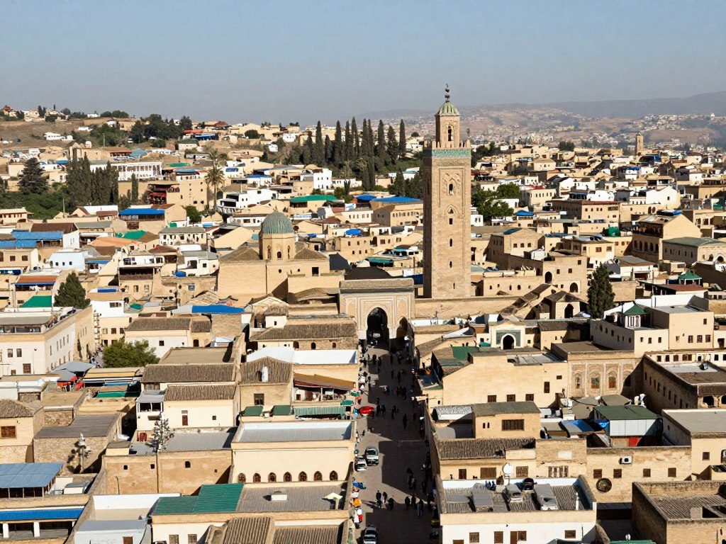 Vista panoramica della medina di Fes con i suoi monumenti storici e vicoli