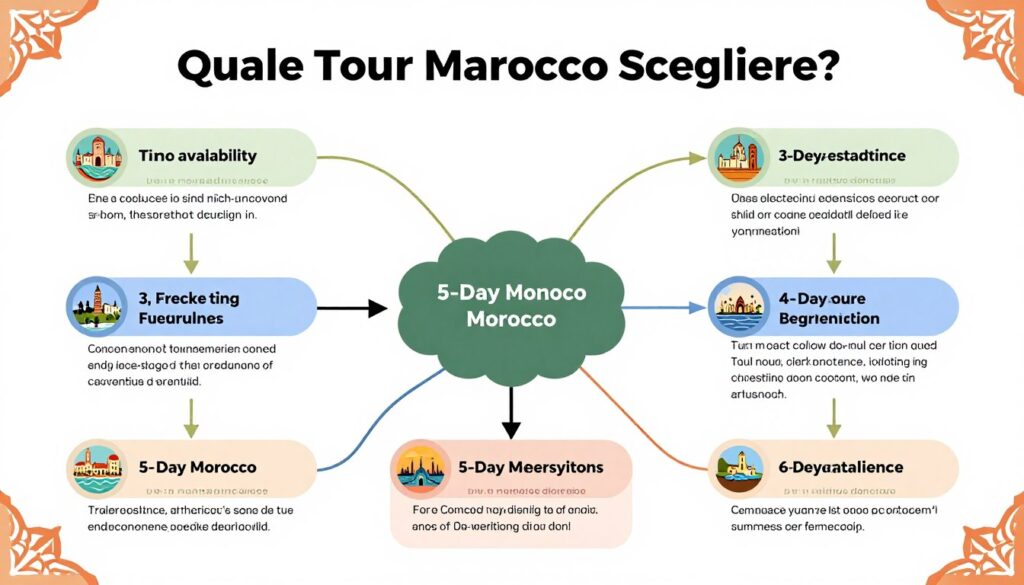 Decision tree per scegliere la durata ideale del tour Marocco tra 3 4 5 giorni
