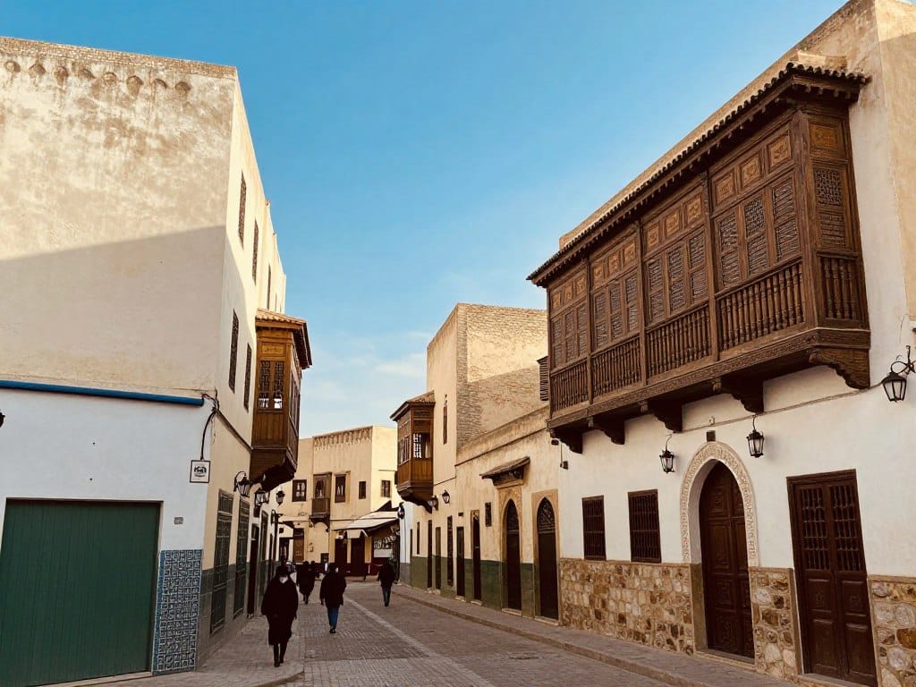 Il quartiere Mellah di Fes con la sua caratteristica architettura ebraica e balconi in legno