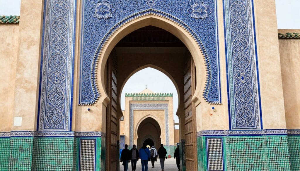 La porta Bab Boujloud di Fes, conosciuta come la Porta Blu, decorata con mosaici blu e verdi in stile moresco