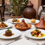 Corsi di Cucina a Marrakech: Imparare Tajine e Couscous 2026 3 Piatti gourmet serviti al ristorante Dar Moha di Marrakech