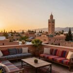 Dove Alloggiare a Marrakech 4 Terrazza panoramica di un riad marrakech con vista sulla medina e sulle montagne dell'Atlante