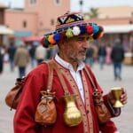 I 10 Migliori Tour da Marrakech: Guida Completa alle Escursioni 2026 2 Traditional Moroccan water seller in colorful costume at Jemaa el-Fna square in Marrakech